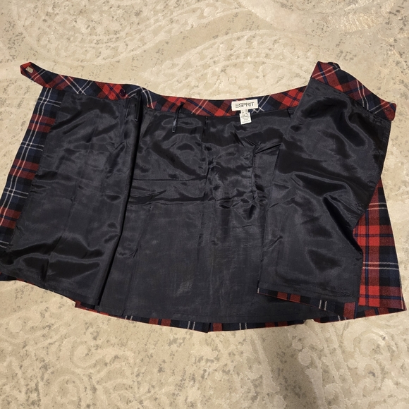 Esprit Plaid Wrap Skirt Wool - Picture 8 of 9